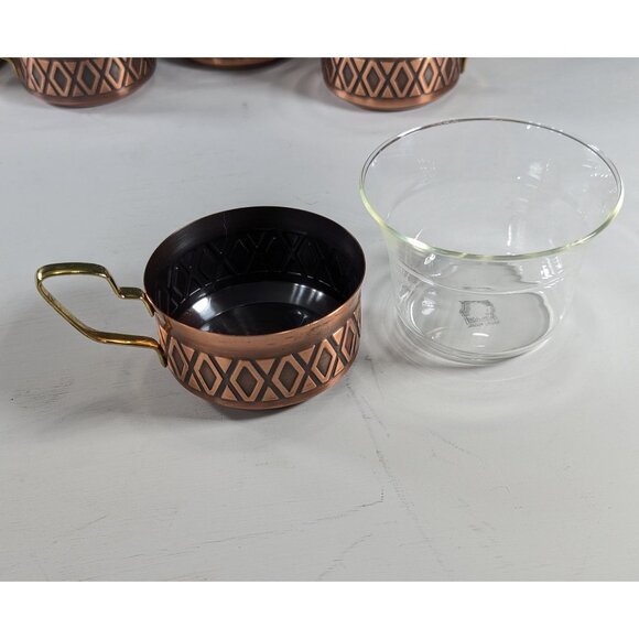 Vintage Schott Mainz Jenaer Glasses: set of 6 tea / coffee glasses with copper - Picture 4 of 14